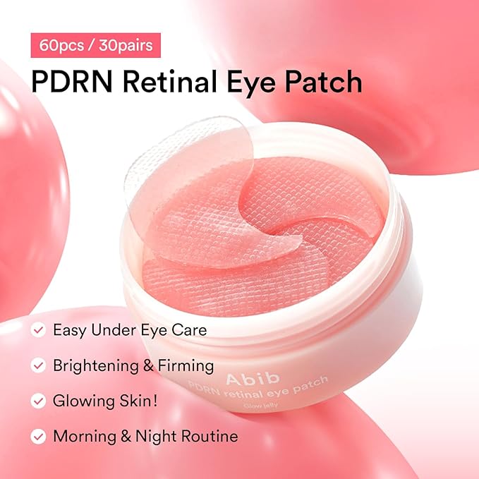 Abib Eye Patch, Hydrogel Masks for Dark Circles, Puffiness, Fine Lines, 60 Patches, 84g, with Niacinamide, K-Beauty Skincare (PDRN Retinal)