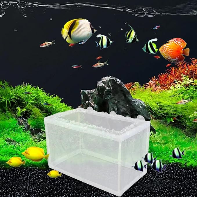 Aquarium Breeding Box - Mesh Box Fish Breeding Tanks, Aquarium Breeder Box, Fish Fry Hatchery, Juvenile Separation Net with Suction Cups, Nursery for Guppy Shrimp