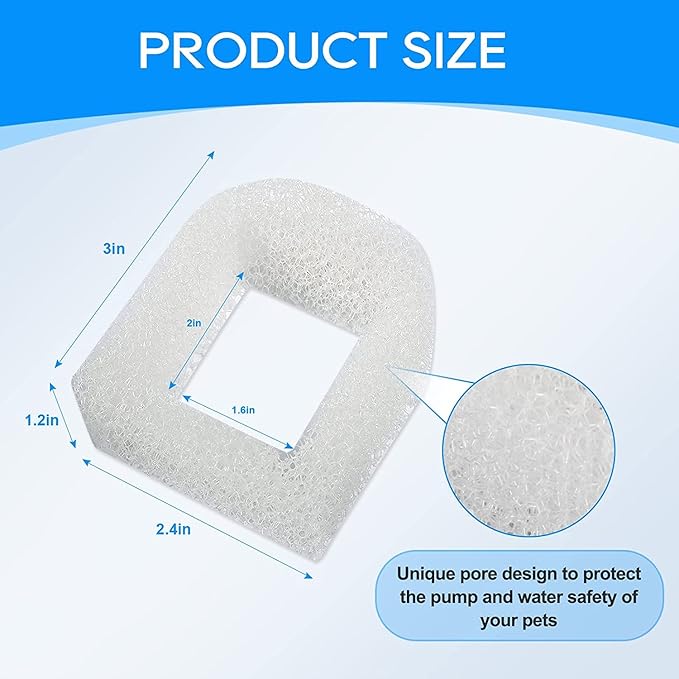 24PCS Cat Water Fountain Filter Compatible with Petsafe Water Fountain, for Drinkwell Pet Fountain Filters, Replacement Foam Filters for 360 Pet Fountain Seaside Pagoda 1/2 Gallon Fountains