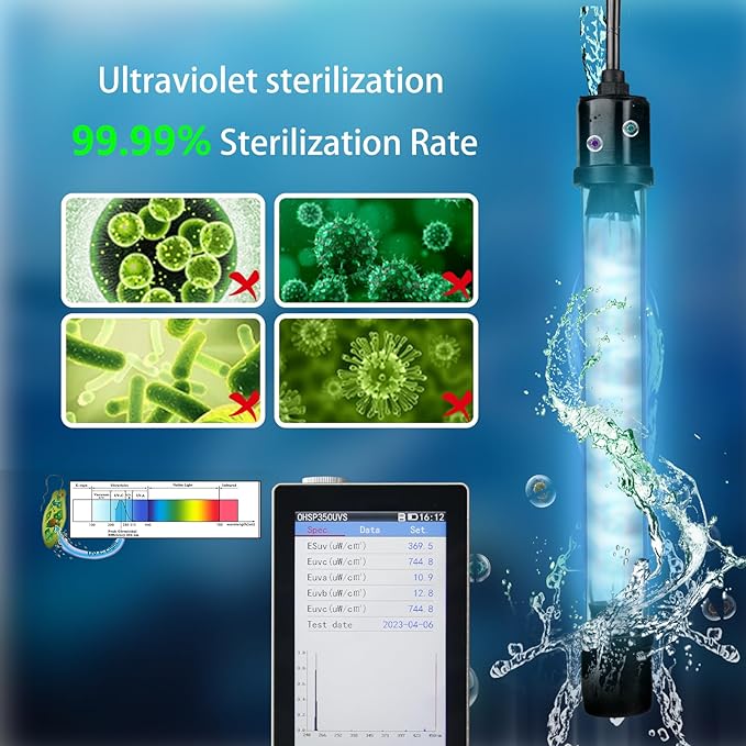 200GPH Aquarium Filter, U-V for Aquarium for 20-75 Gal Tank, Submersible Pump Filter for Green Water and Algae Clean, Ultra-Silent Green Killing Machine with Fish Tank Deodorization