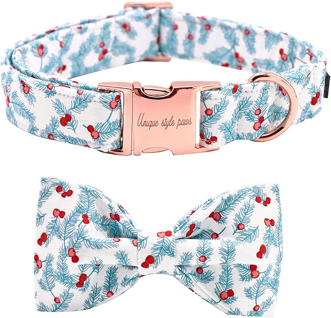Unique style paws Christmas Dog Collar, Pet Collar Dog Bow tie Collar Gift for Girl or Boy Dogs, Adjustable Dog Collar for X-Large Dogs