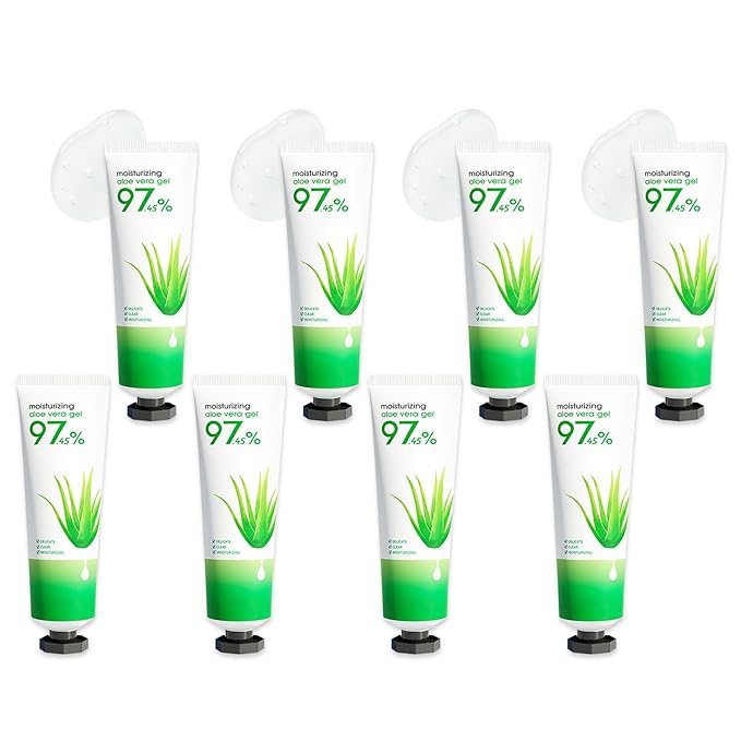 8Pcs Organic Aloe Vera Gel for After Sun Skin Care,Natural Moisturizing Aloe Vera Gel for Face & Body,Easy to Portable Face Moisturizer,Travel Size Pure Vera Aloe Gel for all Skin Types H