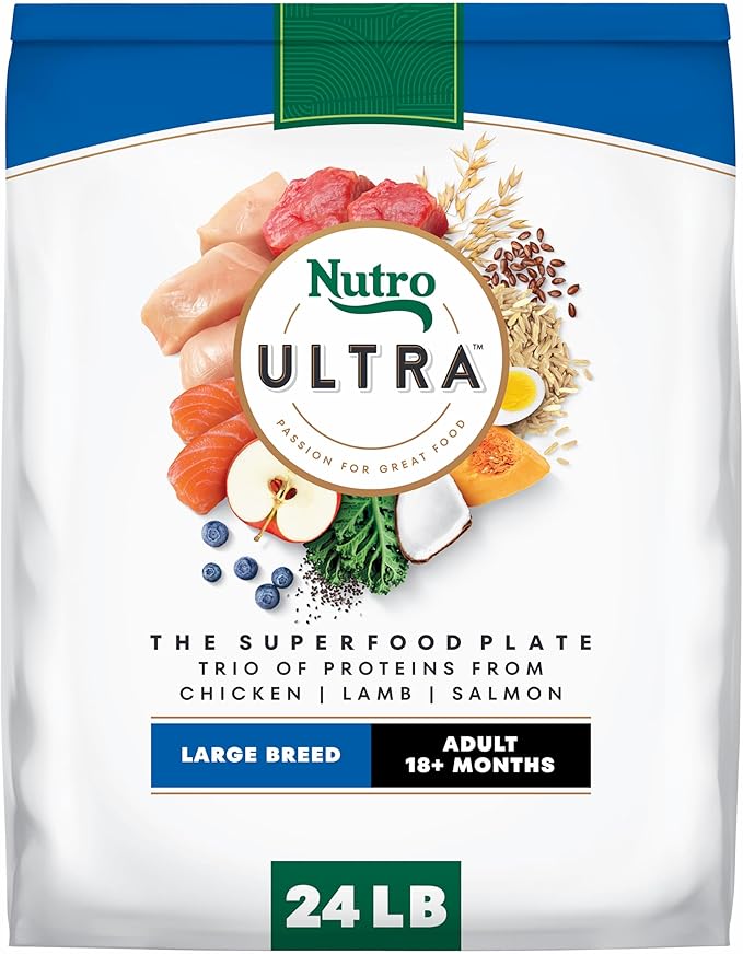 Nutro Ultra Adult Large Breed Dry Dog Food, Chicken, Lamb and Salmon Protein Trio, 24 lb Bag