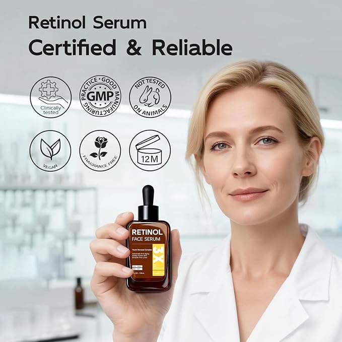 Retinol Serum for Face, Anti Aging & Anti Wrinkle B5 Resurfacing Retinol Serum with Niacinamide, Collagen & Hyaluronic Acid, Smooths Wrinkles & Fine Lines, Dark Spot Corrector, Brighten Dullness