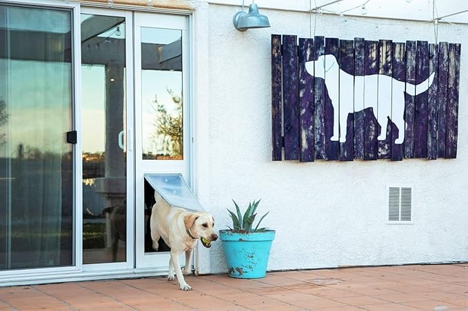 Endura Flap Pet Door for Vinyl Sliding Glass Doors | Weatherproof & Insulated Dog Door for Vinyl Sliders | Durable with Secure Locking Cover | White, Small Flap, 77.25"-80.25" Slider Height