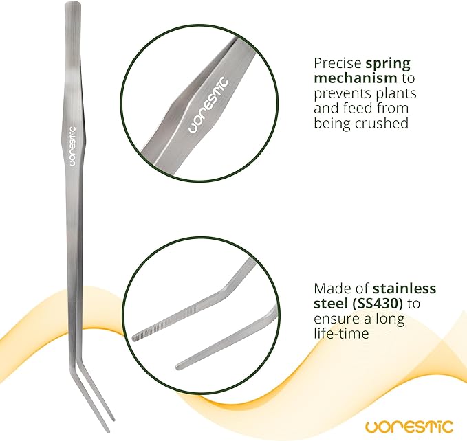 VORESTIC 6 Pcs Aquascape Tools, Stainless Steel Aquarium Kit with Tweezers, Scissors, Spatula, and Algae Scraper - Aquascaping Tools Set for Aquarium Maintenance