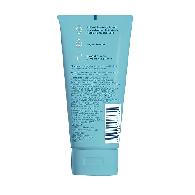 BLUE LIZARD After Sun Soothing Lotion, Lightweight Formula with Shea Butter, Soothes and Moisturizes, Proven to Reduce the Look of Redness, Instant Hydration, Vegan, Hypoallergenic, 6 oz.