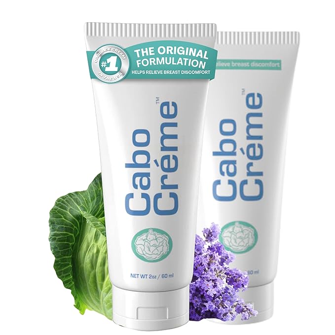 CaboCréme Cabbage Breast Cream for Tenderness & Engorgement Relief, Breastfeeding Weaning Support - Dry Up Breast Milk - Postpartum Essential - OB-GYN Created & Breastfeeding Mother-Approved, 2-pack