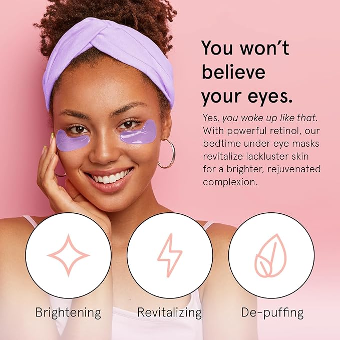grace & stella Retinol Under Eye Patches for Puffy Eyes & Dark Circles - Restoring Gel Under Eye Masks with Hyaluronic Acid - Bridesmaid Gifts, Birthday Gifts for Women (Purple, 24 Pairs)