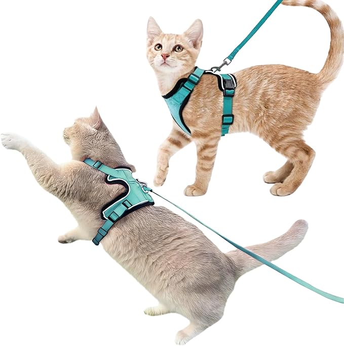 Luxelle 2 Pack Escape-Proof Cat Harness and Leash Set for Walking – Adjustable No Pull Soft Vest with Easy-Wear Buckle, Reflective Straps, Breathable Mesh – Outdoor Travel Harness for Cats & Kittens