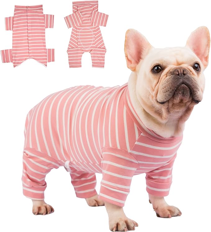 Dog Surgery Recovery Suit - Puppy Cat Onesie for Shedding Skin Disease Wound Protection, Medical Pet Surgical Suit w/Long Sleeve, Dog Pajamas (Pink, Large)