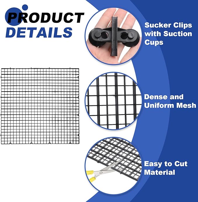 uxcell 2Pcs Aquarium Fish Tank Divider, 12x12 Inch Plastic Egg Crate Light Diffuser Grid Filter Bottom Partition Separator with Sucker Clips and Suction Cups for Aquarium, Black