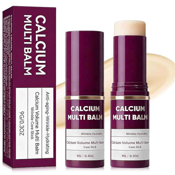 Calcium Volume Multi Balm for Wrinkles,Korean Collagen Firming & Hydrating Calcium Multi Balm Stick with Vitamin D & Shea Butter,Supports Skin Barrier for Eyes,Face & Neck (0.32 Fl Oz (Pack of 2))