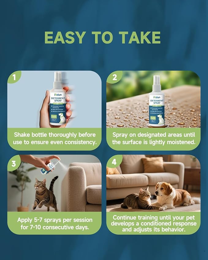 Natural Cat Deterrent Spray - No Chew Spray for Dogs, Cat Repellent for Indoor & Outdoor Use, Anti-Scratch Training Aid for Furniture, Sofas, Rugs, Curtains, Plants - Keeps Cats & Kittens Away - 100ML