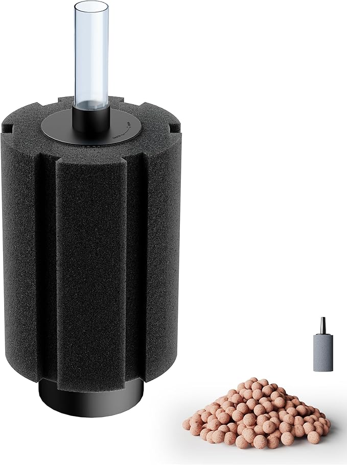 Aquarium 80-150 Gallon Sponge Filter with Air Stone and Ceramic Media Quiet Fish Tank Filters fit Breeding Fry Betta Shrimp Fish Tank