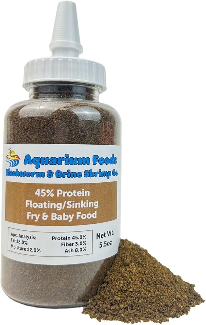 Aquatic Foods Inc. 45% Protein Floating/Sinking Vitamin Enriched Food for Tropical Fish Fry, Babies, Guppies, Tetras, Bettas, Nano Fish, Corals, Anemones, Reef Tanks…5.5oz Squeeze Bottle