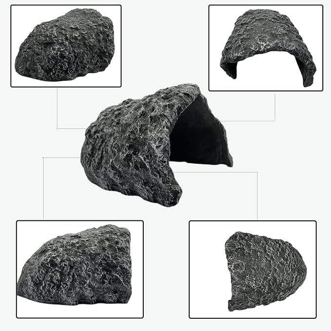 Large Reptile Habitat Hide Resin Snake Hides for Ball Pythons Reptile Hideout and Caves Bearded Dragon Hiding Simulation Rock Terrariums Hideout for Habitat Lizard Leopard Gecko Scorpions Frogs