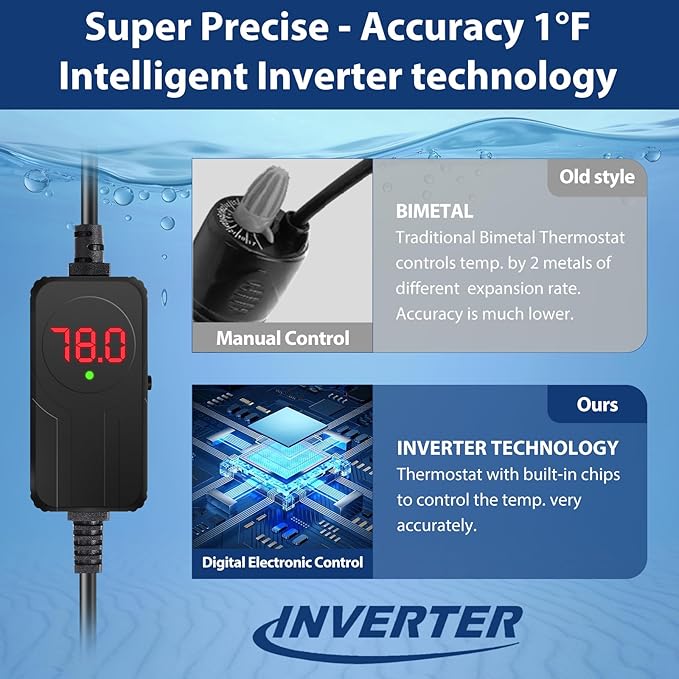 AquaMiracle 25W Submersible Aquarium Heater with LED Digital Display Thermostat, Fish Tank Heater Turtle Heater with Protective Housing, for Tanks 1-5 Gallons