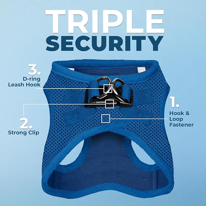 Best Pet Supplies Voyager Step-in Air Harness - All Weather Mesh, Reflective, No Pull Harness for Dogs, Cats - Secure with Hook & Loop Fastener, Buckle, Double D-Rings - Royal Blue, S