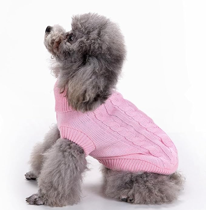 Small Dog Sweaters Knitted Pet Cat Warm Dog Sweatshirt Winter Clothes Kitten Puppy Sweater (X-Small,Pink)