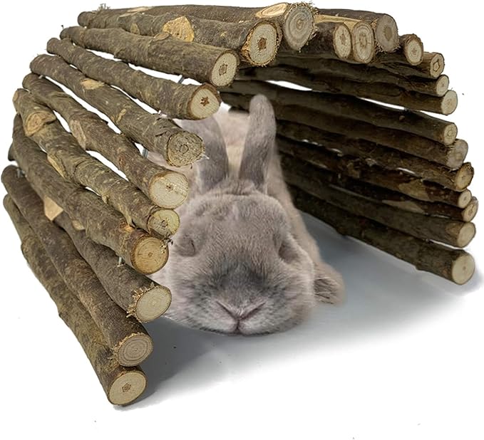 Hamiledyi Bunny Extra Large Ladder, 11.8 in X 20 in Wooden DIY Toy Rodents Chewing & Climbing Bridge Chinchillas Cage Tunnel/Hideout/Hut/Ramp/Divider for Small Animal Guinea Pig