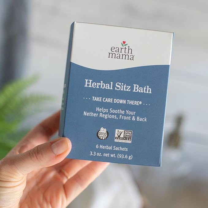 Earth Mama Herbal Sitz Bath | Pregnancy & Postpartum Essentials, Soothing Sitz Bath for Hemorrhoids with Witch Hazel, & Calendula, 6-Count