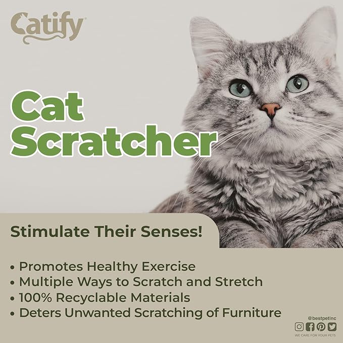 Best Pet Supplies Catify Cat Scratcher, Fun Interactive Scratchers, Posts, Poles, Claw Safe, Furniture Saver Indoor Play Support Natural Cat Behaviors Heavy Duty - Cat-Shape