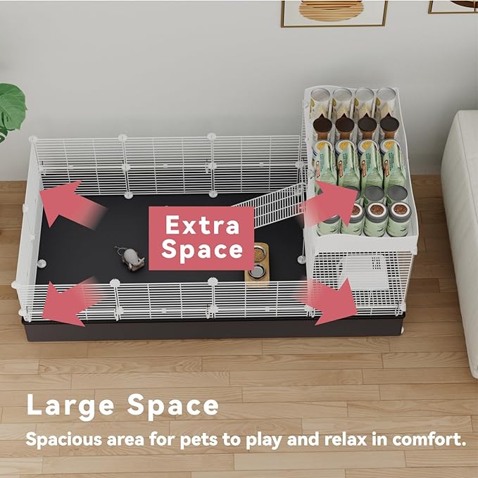 Large Guinea Pig Cages Indoor: Small Animal Pet Playpen Metal Fence Yard with Waterproof Mat for Hamster Rabbit Bunny Ferret Rat Chinchilla Hedgehog