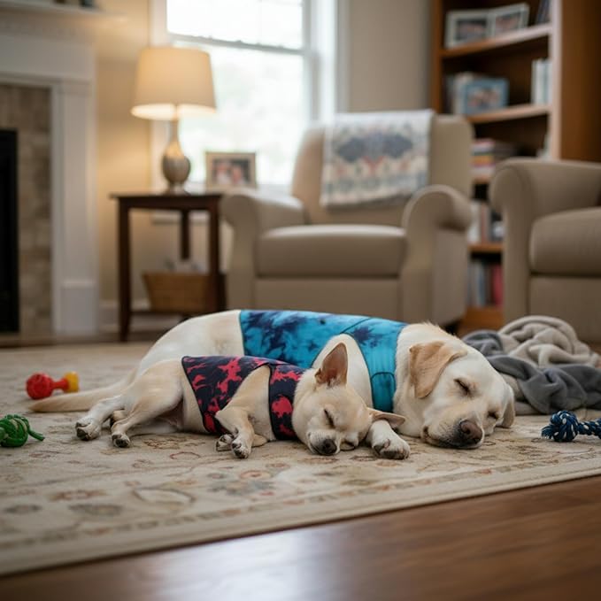 DAJIDALI® Modular Dog & Cat Anxiety Jacket, 2-Piece Calming Vest with Detachable Ear Hood, Silent Self-Adhesive Fabric, Thunder Relief & Post-Surgery Recovery Wrap