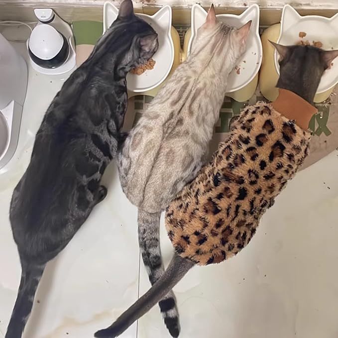 Cat Leopard Double-Sided Fleece Pullover, Soft Warm Clothes for Hairless Sphynx, Devon & All Indoor Kittens in Winter (Leopard,S)