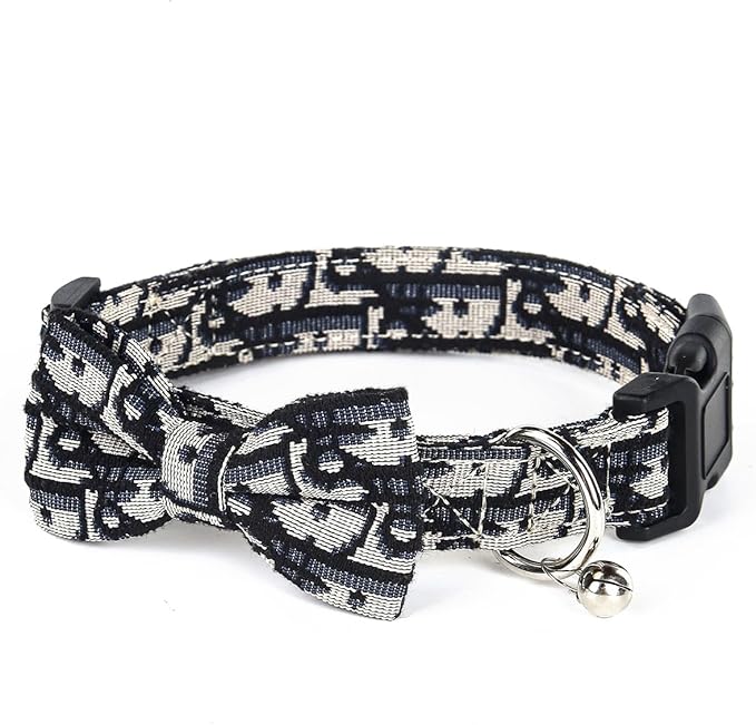 Bowtie Collars for Big Dogs, Elegant Dog Bow Tie Collars, Dog Collars with Bowtie Adjustable 15.7"-20.9", Black, L