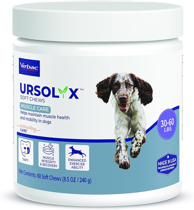Virbac URSOLYX Soft Chews for Dogs | Muscle Health Support for Senior, Active or Recovering Dogs, Medium 30-60lbs | 60 Count 2- Month Supply