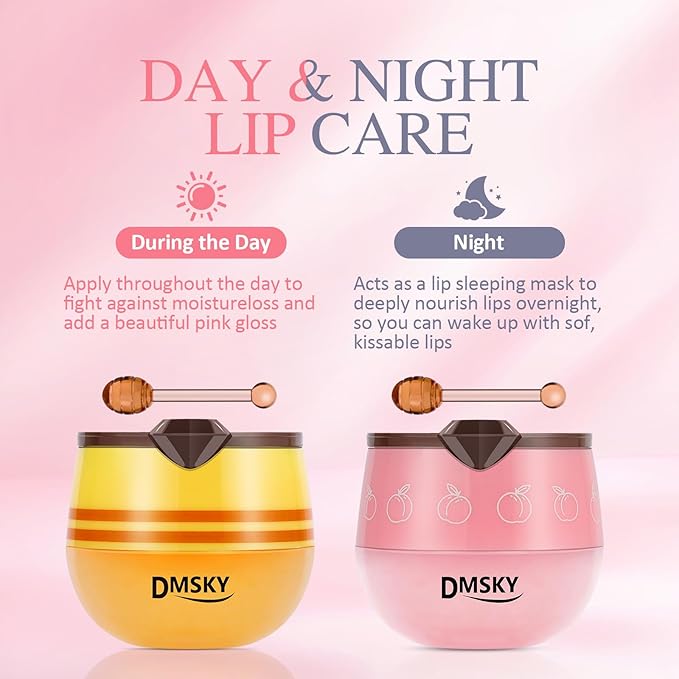 DMSKY 12 PCS Bee Lip Balm Lip Mask Honey Pot, Propolis Lip Mask Overnight Moisturizing Lip Balm with Stick, Sleeping Lip Mask Hydrating Prevention Dry & Cracked, Reduce Lip Lines