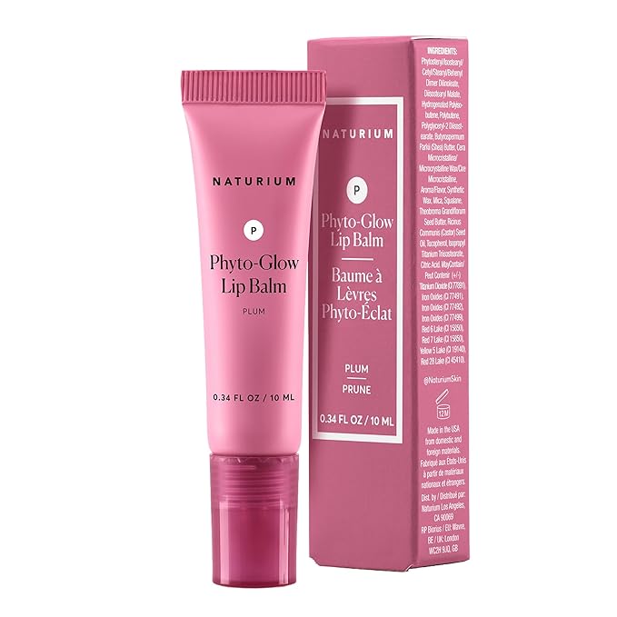 Naturium Phyto-Glow Lip Balm, Hydrating Lip Care with a Glossy Finish, 0.34 oz Plum