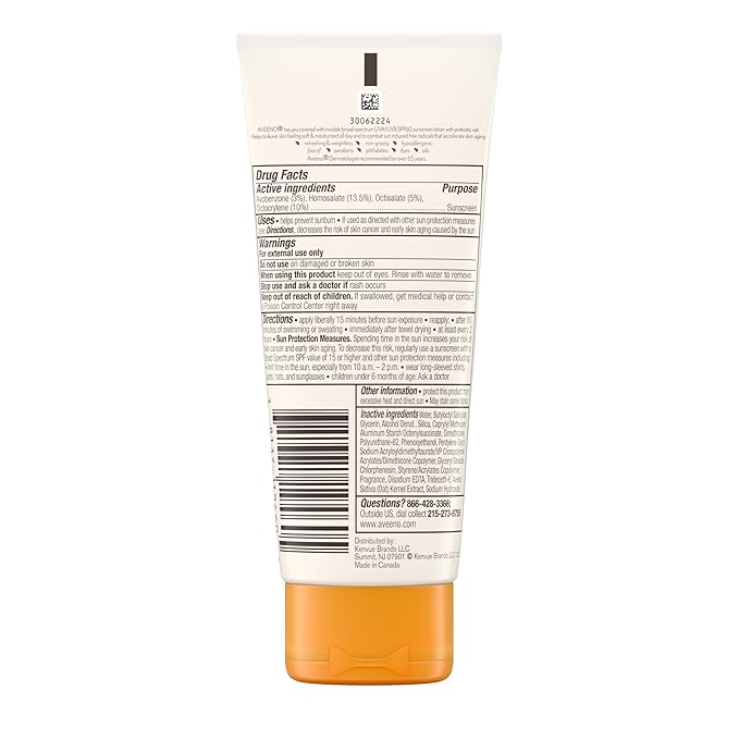 Aveeno Protect + Hydrate Moisturizing Body Sunscreen Lotion with Broad Spectrum SPF 60 & Prebiotic Oat, Weightless & Refreshing Feel, Paraben-Free, Oil-Free, Oxybenzone-Free, 3.0 fl. oz | Moisturizing, Body, Prebiotic Oat, Weightless, Refreshing Feel
