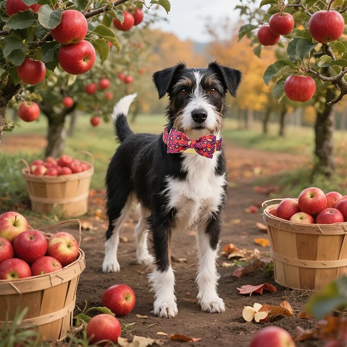 Unique style paws Cotton Dog Collar with Bow Autumn Puppy Collar with Colorful Maple Leaf for Small Medium Large Boys Girls Dogs