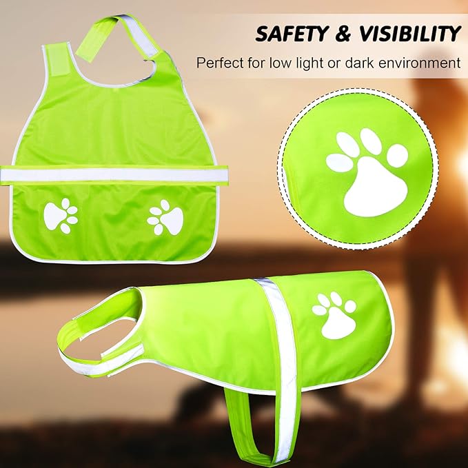2 Pieces Dog Reflective Vest Adjustable Dog Safety Service Vest Pet High Visibility Apparel for Hunting Outdoor Activities Walking at Night(L,Orange, Fluorescent Yellow)