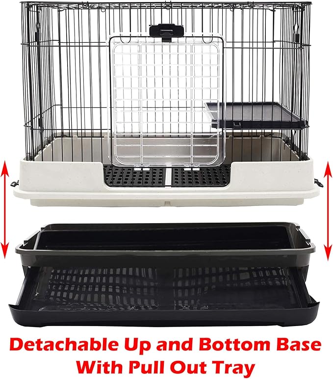 Large 5-Tiers Deluxe in/Outdoor Chinchilla Ferret Squirrel Hedgehog Kitten Rabbit Bunny Hutch House Critter Habitat Mesh Floor Easy Clean 2-Inch Deep Pull Out Tray with Rolling Casters