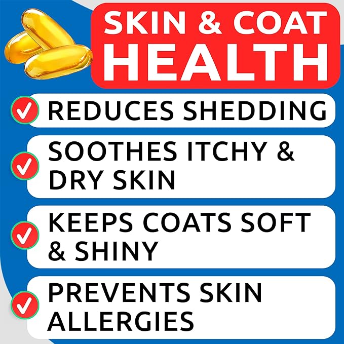 Allergy Relief + Omega 3 Bundle - Anti-Itch Skin&Coat Supplement + Skin Allergy - Omega 3 Fish Oil + EPA& DHA Fatty Acids - Itching&Paw Licking + Joint Health - 180 Chews + 180 Softgels - Made in USA