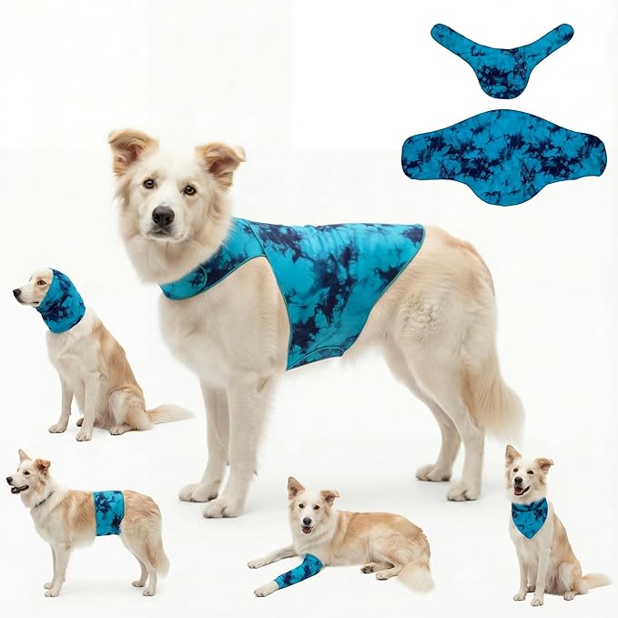 DAJIDALI® Modular Dog & Cat Anxiety Jacket, 2-Piece Calming Vest with Detachable Ear Hood, Silent Self-Adhesive Fabric, Thunder Relief & Post-Surgery Recovery Wrap