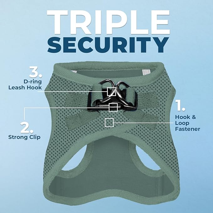 Best Pet Supplies Voyager Step-in Air Harness - All Weather Mesh, Reflective, No Pull Harness for Dogs, Cats - Secure with Hook & Loop Fastener, Buckle, Double D-Rings - Moss Green, XXXS