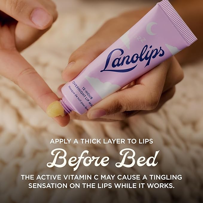 Lanolips 12 Hour Overnight Lip Mask - Rich Lanolin Lip Balm with Hyaluronic Acid, Vitamin C & Ceramides - Restore, Soften & Replenish While You Sleep - Cruelty-Free Hydrating Balm (0.52 oz / 15 g)