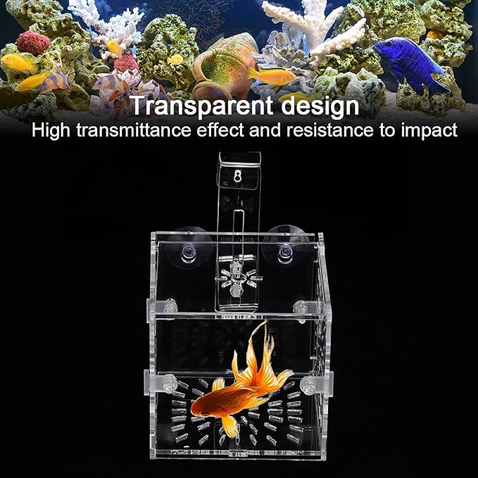 Fish Separation Box, Acrylic Transparent Fish Tank Breeding Isolation Box Aquarium Hatchery Incubator Holder(10CM*10CM*10CM)