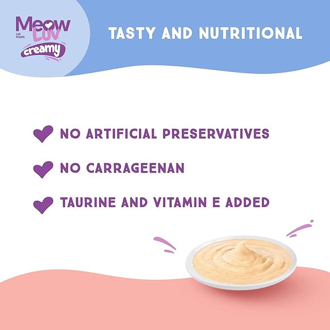 Ultra Chewy Meow Luv Tuna Recipe Lickable Cat Treats - Delicious Squeezable Cat Treats - Carrageenan Free - No Artificial Preservatives - Irresistible Snack - 0.5 Ounce Tubes (Pack of 10)