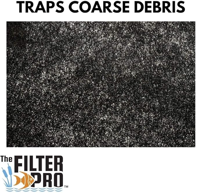 Black Coarse Filter Media, 1.25" Thick, 12" x 56" Roll, Perfect for Aquariums, Ponds or Water Gardens, Made in USA