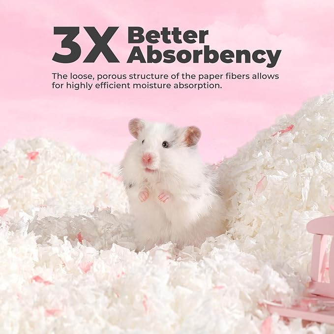 mini&moe Hamster Bedding 50L: Dust-Free and Odor Control Moisture Absorbent Unscented Natural Paper Small Pet Bedding - for Guinea Pigs, Hamsters, Chinchilla,Rabbits,Rat,Ferret, and Gerbil, 50 Liters
