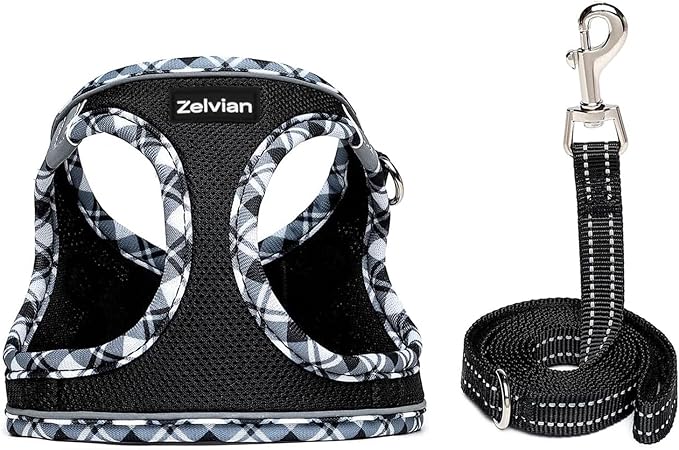 Cat Harness and Leash Set for Walking, Escape Proof Adjustable Soft Mesh Kitten Harness with Reflective Strips, Breathable No-Choke Pet Vest for Small Cats or Puppies(Black,S)