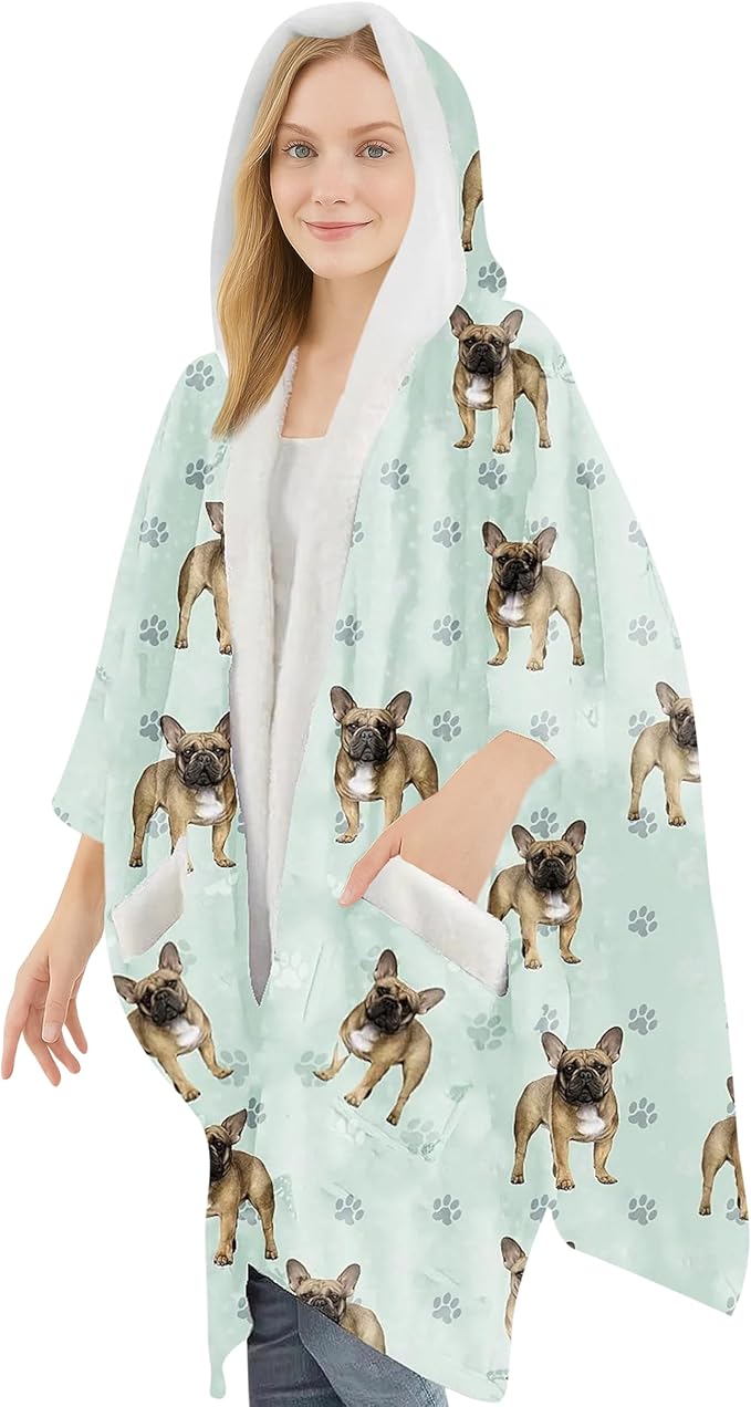 E&S Pets Sherpa Wearable Blanket Hoodie for Women – Soft Fleece Snuggs Wrap – 32 Dog & Cat Breeds – Warm Pet Lover Gifts