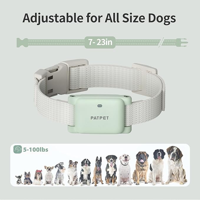 PATPET Dog Training Collar - IPX7 Waterproof Static Collar for 8-100lbs Small Medium Large Dogs, 1800ft Rechargeable Dog Trainer, 3 Safe Modes, Green