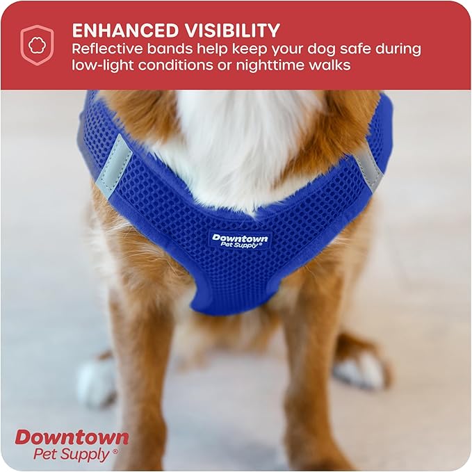 Downtown Pet Supply Step in Dog Harness No Pull, XX-Large, Blue - Adjustable Harness with Padded Mesh Fabric and Reflective Trim - Buckle Strap Harness for Dogs